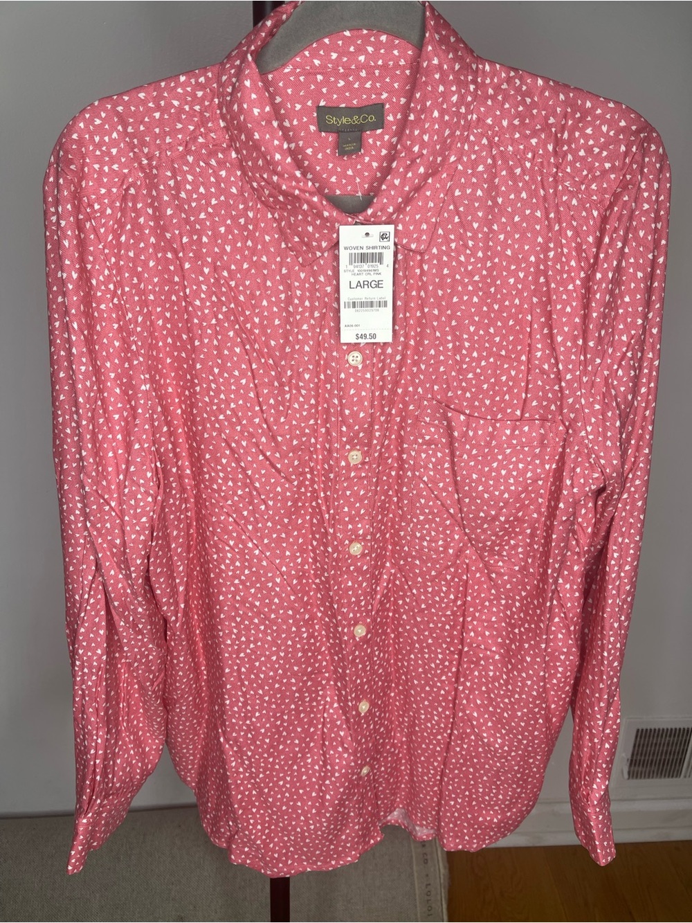 Style & Co. Men's Coral Pink Micro-Heart Button-Down Shirt